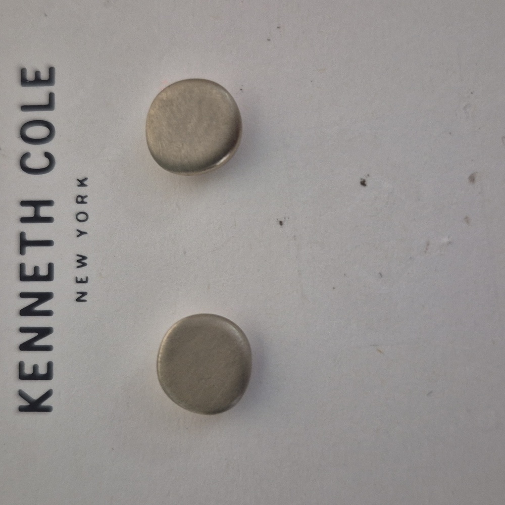 Kenneth Cole Matte Silver Button Earrings